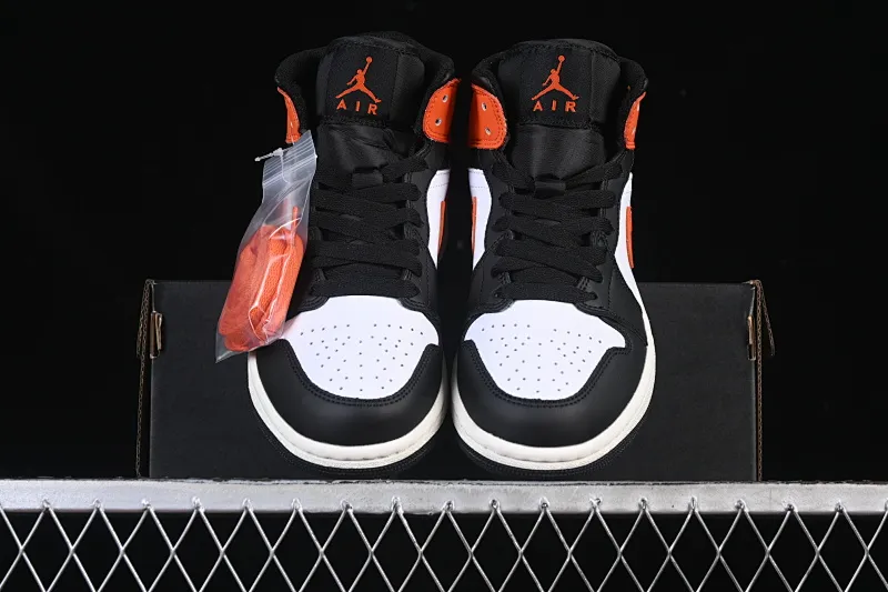 All categories Air Jordan Jordan series basketball shoes Air Jordan 1 Mid Air Jordan 1 Mid AJ1 Joe 1 black and white orange mid-top cultural and casual sneakers DQ8426-801